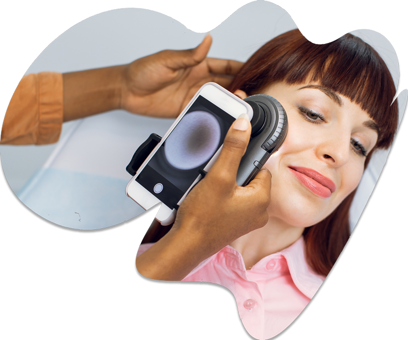 Female patient receiving cosmetic treatment