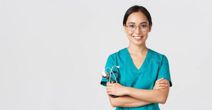 confident professional female skin doctor